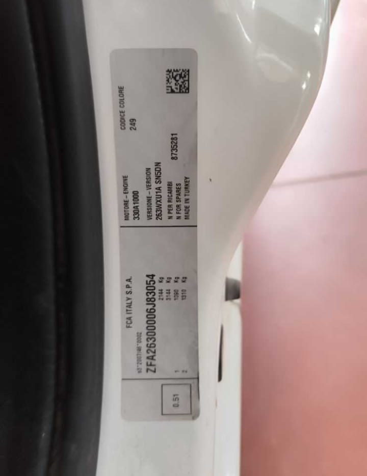 Fiat Doblò Cargo II  N1 1.3 mjt  95cv E6  km 115133 08/18